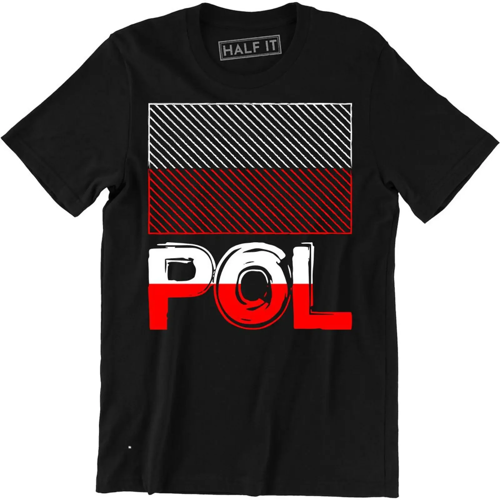 Poland Font Red White Flag Polska Polish Country POL Men's T shirt vintage Washed Slightly Breathable homme fashion Unisex