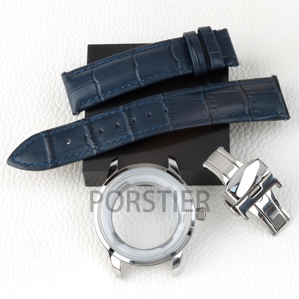 40mm NH35 Watch Case Arched Glass Stainless Steel Waterproof for Cocktail Time Presage NH35 NH36 NH38 Movement Leather Strap