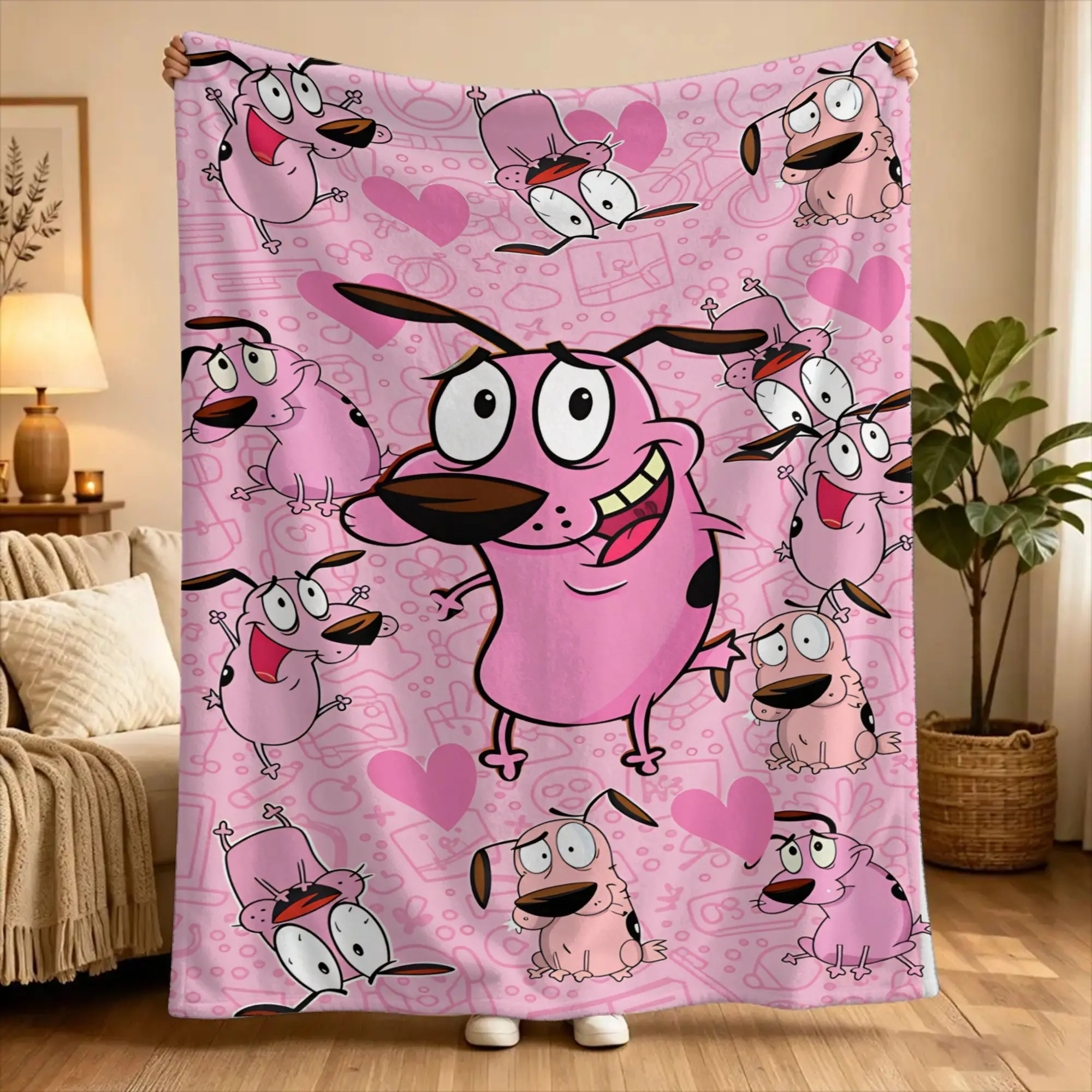 Couraged Cowardlys Dogs Blanket Quality Warm Soft  Bedding Throws Winter Decorative Outdoor Novelty Bedspread