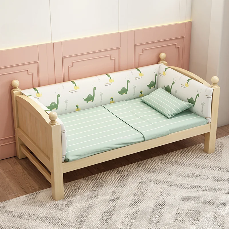 Nordic Solid Wood Extra Wide Children's Beds with Guardrails Home Bedroom Boys and Girls Single Bed for Children's Furniture GM