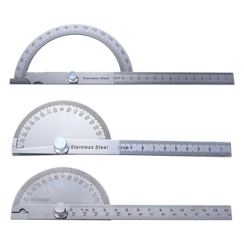 Round Head Goniometer Stainless Steel Measuring Ruler Angle Ruler 180 Degree Protractor Adjustable Protractor Protractor