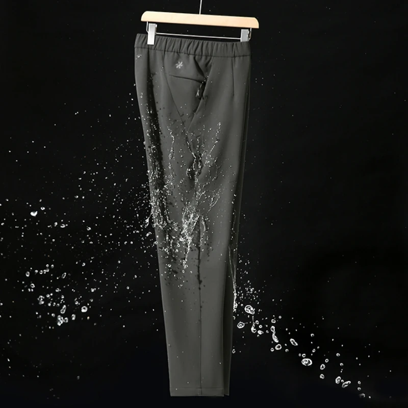 Winter Upade Version Italian Luxury Fce Lined Thiened Men's Outdoor Windproof Soft ell Casual Pants Warm Comfortable