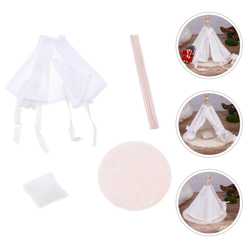 Camping Tent Birthday Decoration for Girl Toddler Playhouse White Cloth Model Tiny Child Kids Teepee