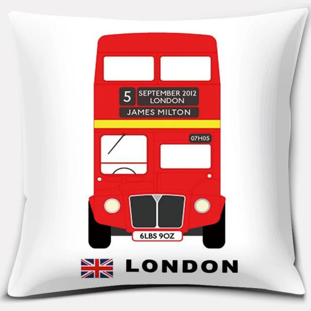

Home Decor LOVE England Series Printed Square Polyester Pillowcase Cushion Cover Bedroom Living Room Ornament funda de almohada