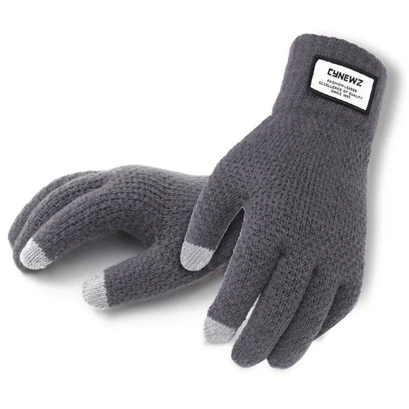 Winter Autumn Men Knitted Gloves Touch Screen High Quality Male Thicken Warm Wool Cashmere Solid ski Gloves Men Mitten Business