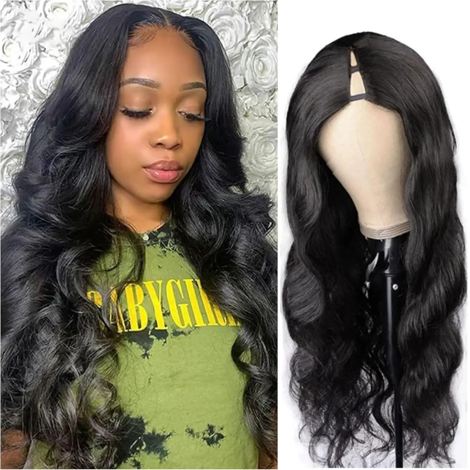 

V Part Wig Human Hair 100% Remy Raw Remy Human Hair V Part Wig Half Wig 250% No Glue Brazilian Loose Wavy V Part Human Hair Wigs