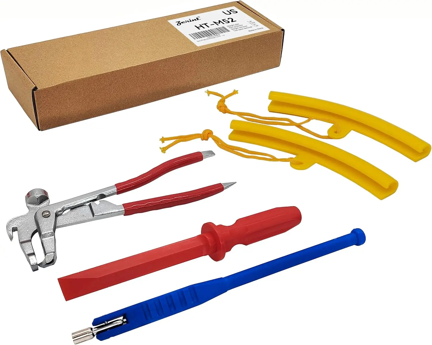

Professional Wheel Weight Tool Kit 4-Piece - Rim Protector, Valve & Weight Remover for Cars/Trucks/SUVs (HT-M52)