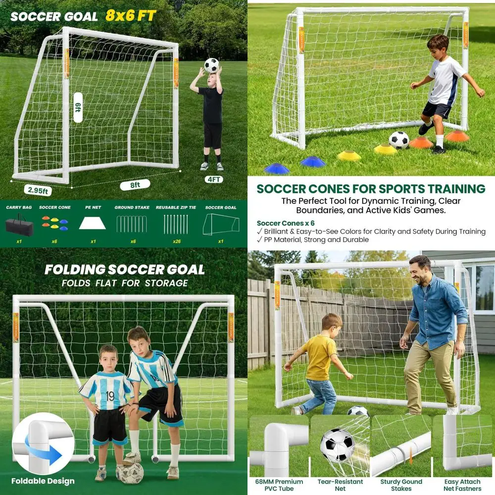 

Portable Weather-Resistant PVC Soccer Goals for Backyard Training, Suitable for Adults and Youth