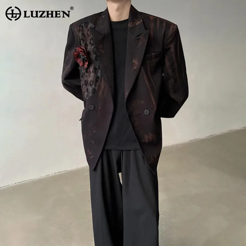 LUZHEN Shoulder 2026 Spring Pad New Luxury Blazer Elegant Coat Men's Fashion Three-dimensional Patchwork Handsome Jacket JY8999