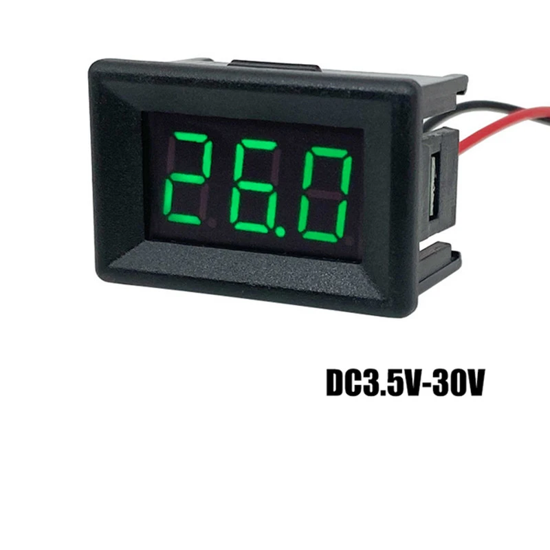0.36-Inch Tweedraads Voltmeter Met Behuizing 4V-30V Dc Digitale Display Meter Digitale Voltmeter