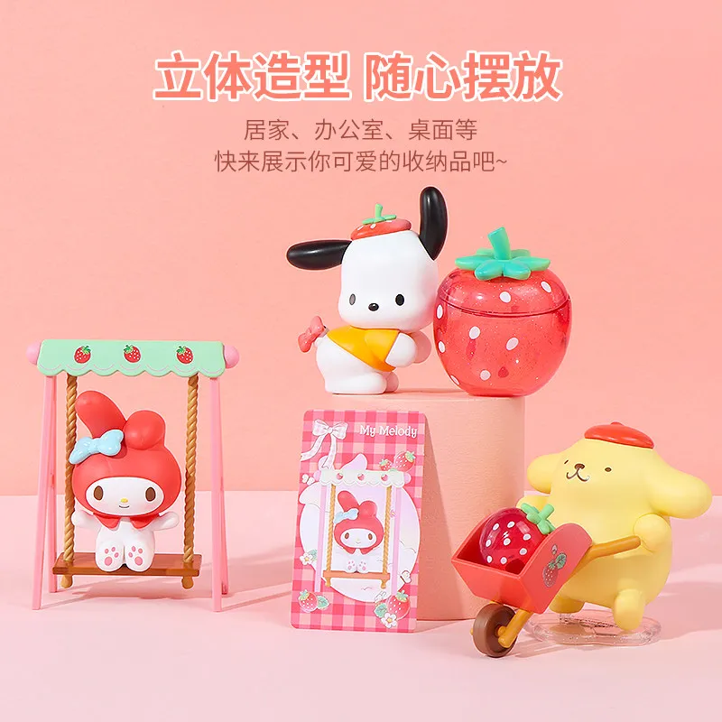 Figuras Coleccionables Oficiales de Sanrio, Serie Strawberry Manor, Caja Sorpresa, Juguete de Moda, Adornos de Escritorio, Regalo de Cumpleaños, Mercancía de Anime
