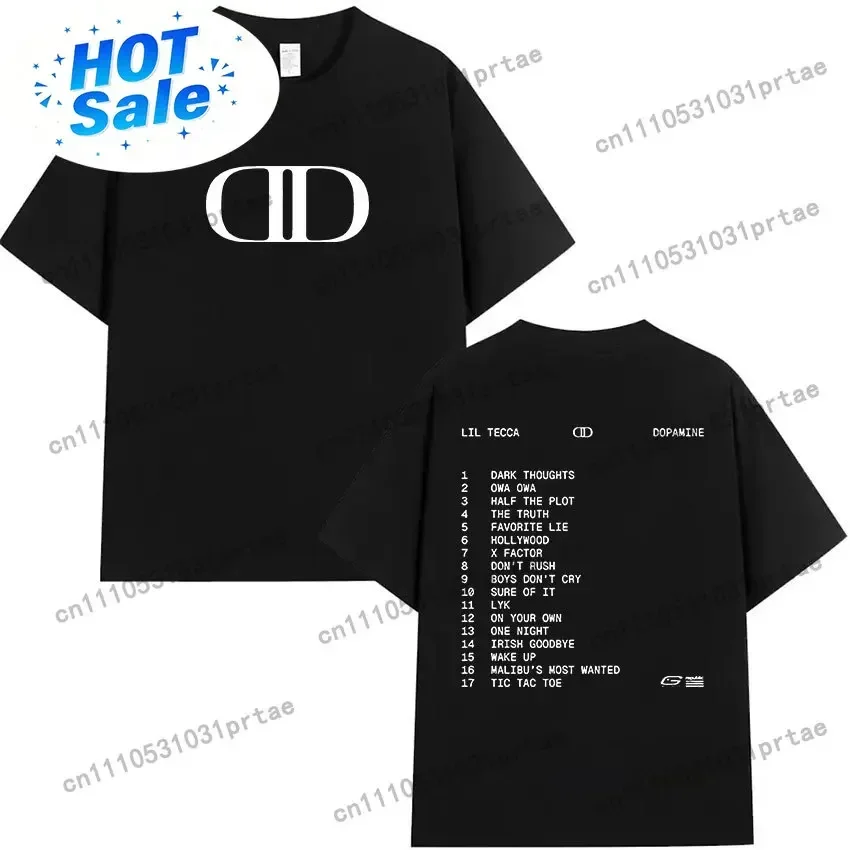Lil Tecca DOPAMINE Tour Album 2025 Logo Print T Shirts Men Women Fashion Vintage Oversized T-Shirt Casual Cotton Tees Streetwear