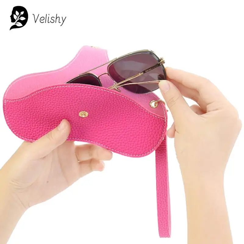 New Simplicity Snap Glasses Case PU Leather Eye Glasses Container Cover Portable Sunglasses Storage Box Ultra-thin Glasses Case