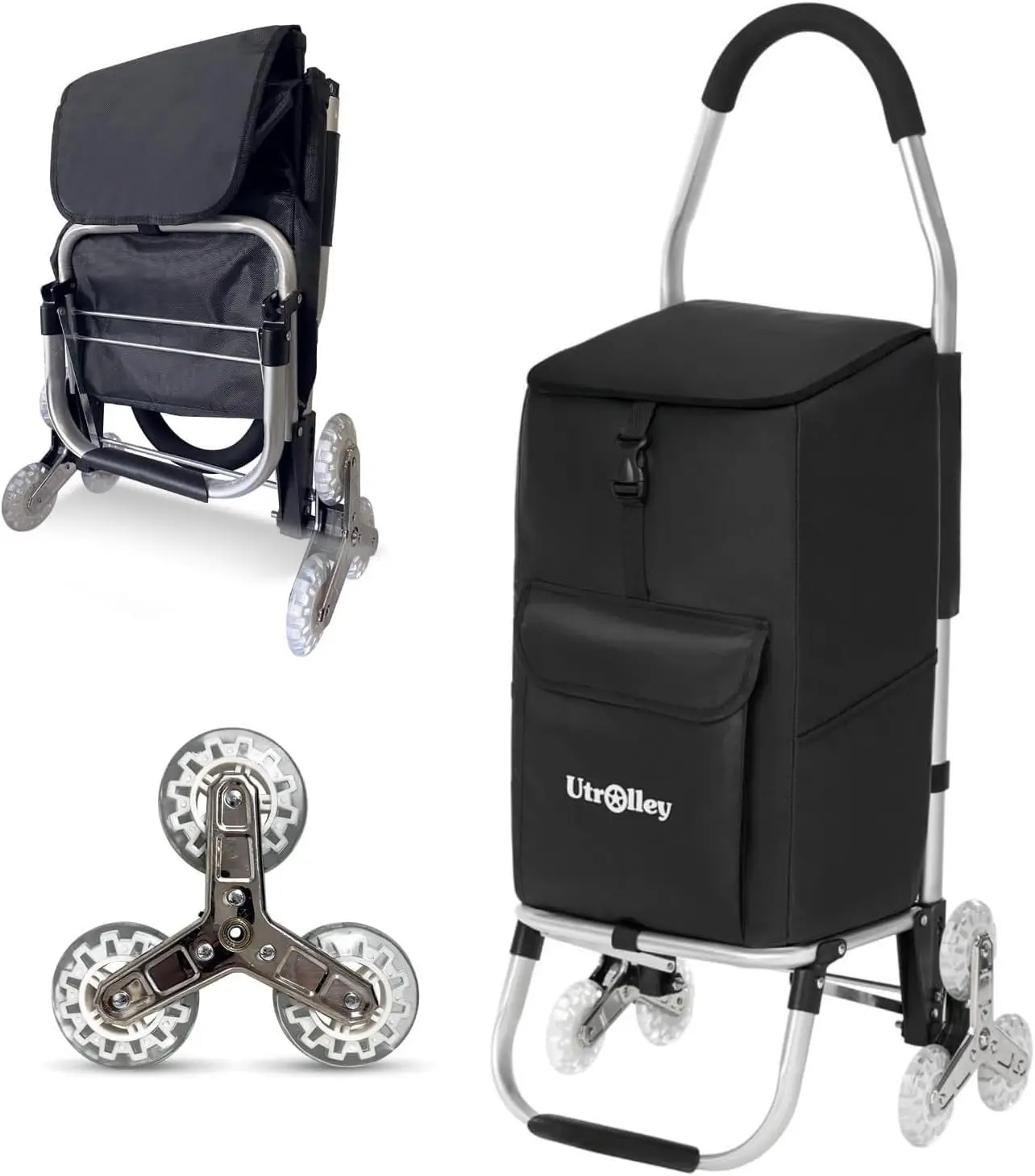 

Ultra-Lightweight Foldable Stair-Climbing Shopping Cart, 42L Capacity, Six Wheels, Removable Insulated Bag