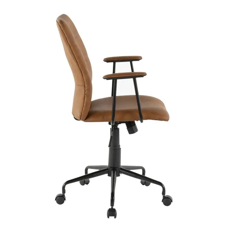 Brown Faux Leather Contemporary Office Chair