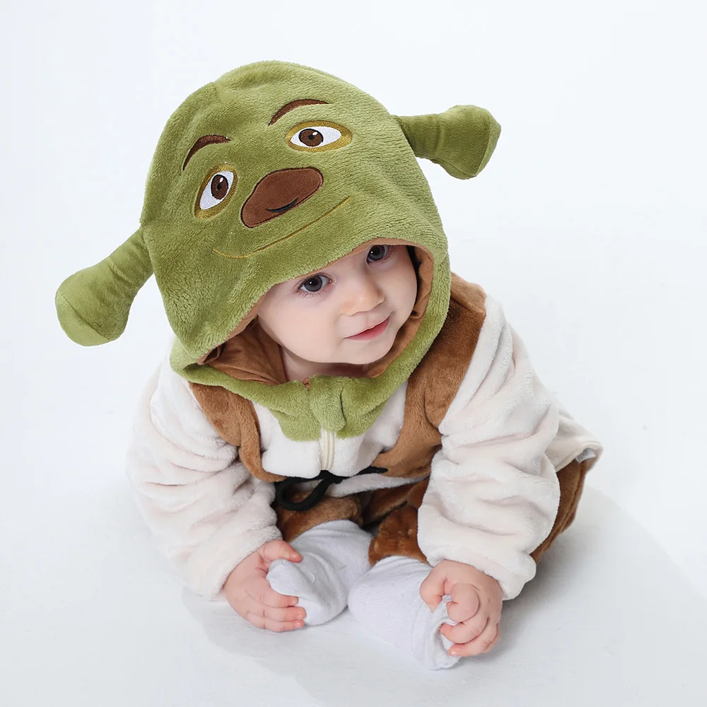 Grenouillère Sherk pour Bébé Garçon et Fille, Pyjama Chaud et Doux, Tenue de Festival d\'Halloween, Pyjama Mignon