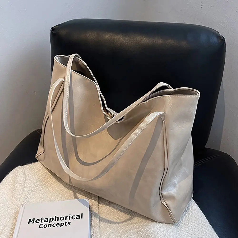 Vintage Große Kapazität Tragetasche PU Allround Schultertasche Einkaufstasche für Damen – Detail 5