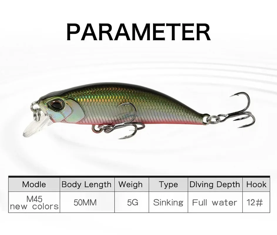 1PCS Minnow Fishing Lure 3D Eyes 50mm 5g Plastic Hard Bait Artificial Lures Wobbler Crankbait Winter Sea Fishing Bass Tackle