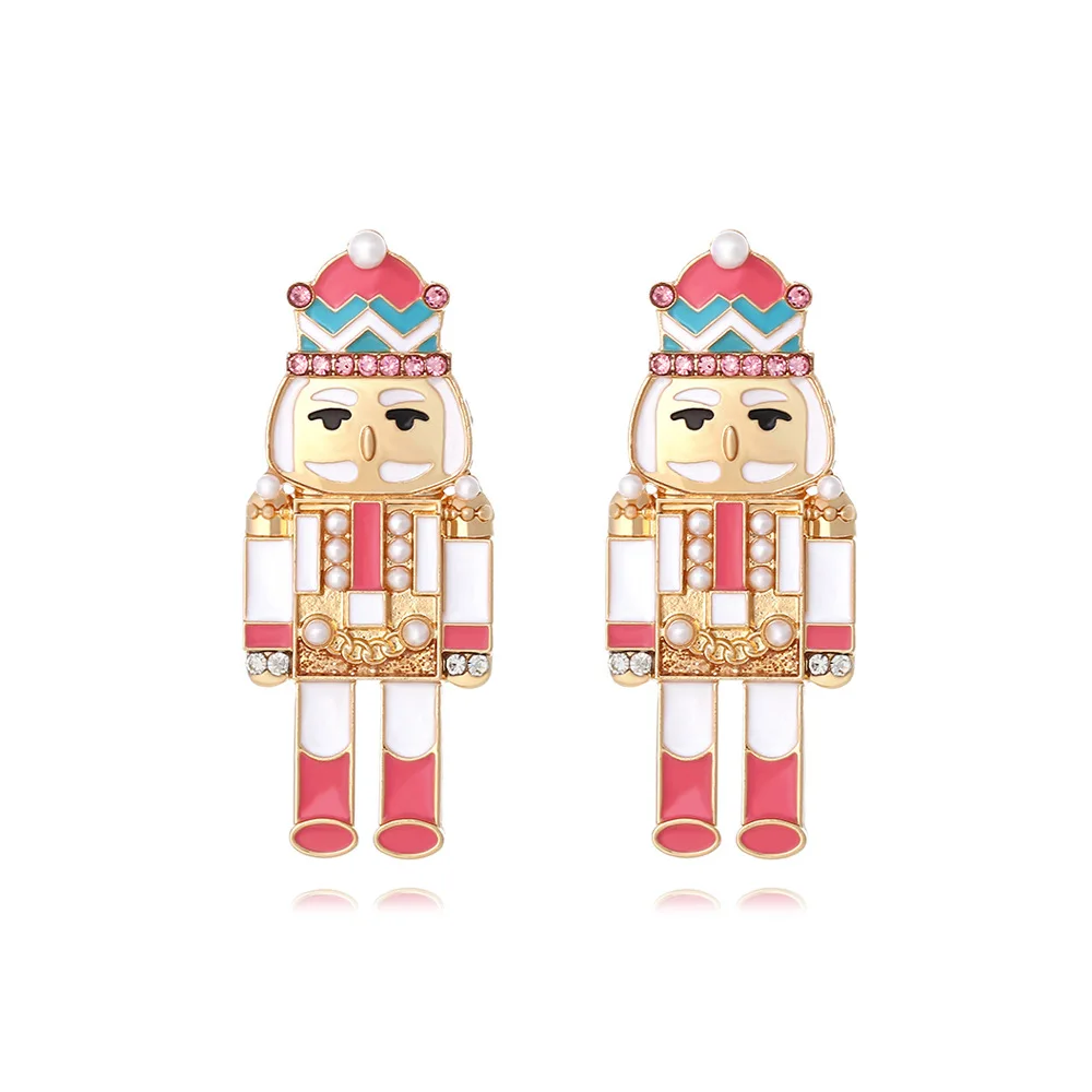 Fashion Metal Cartoon Kingdom Soldier Dangle Earrings for Women New Cute Nutcracker Design Jewelry Party Accessories