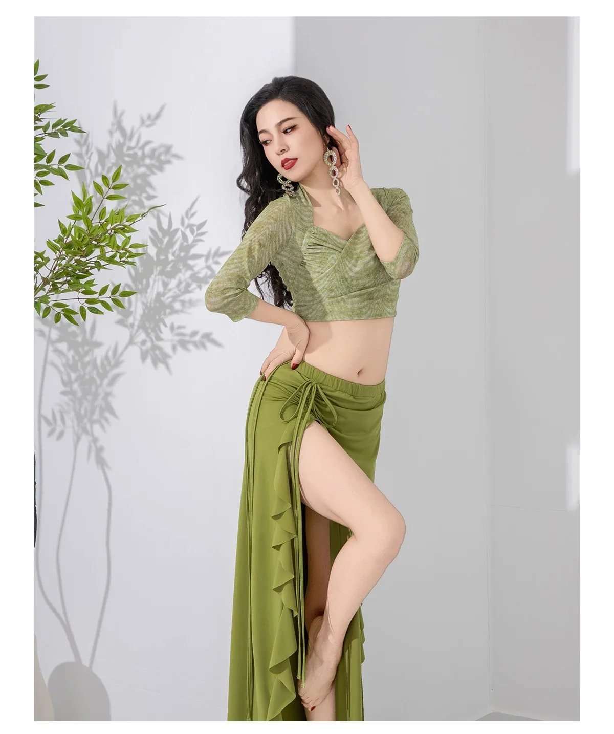 Top+skirt Oriental Belly Dancing Training Outfit Elegant Women Belly Dance Costume Set Summer Soft Comfortable Practice Clothes
