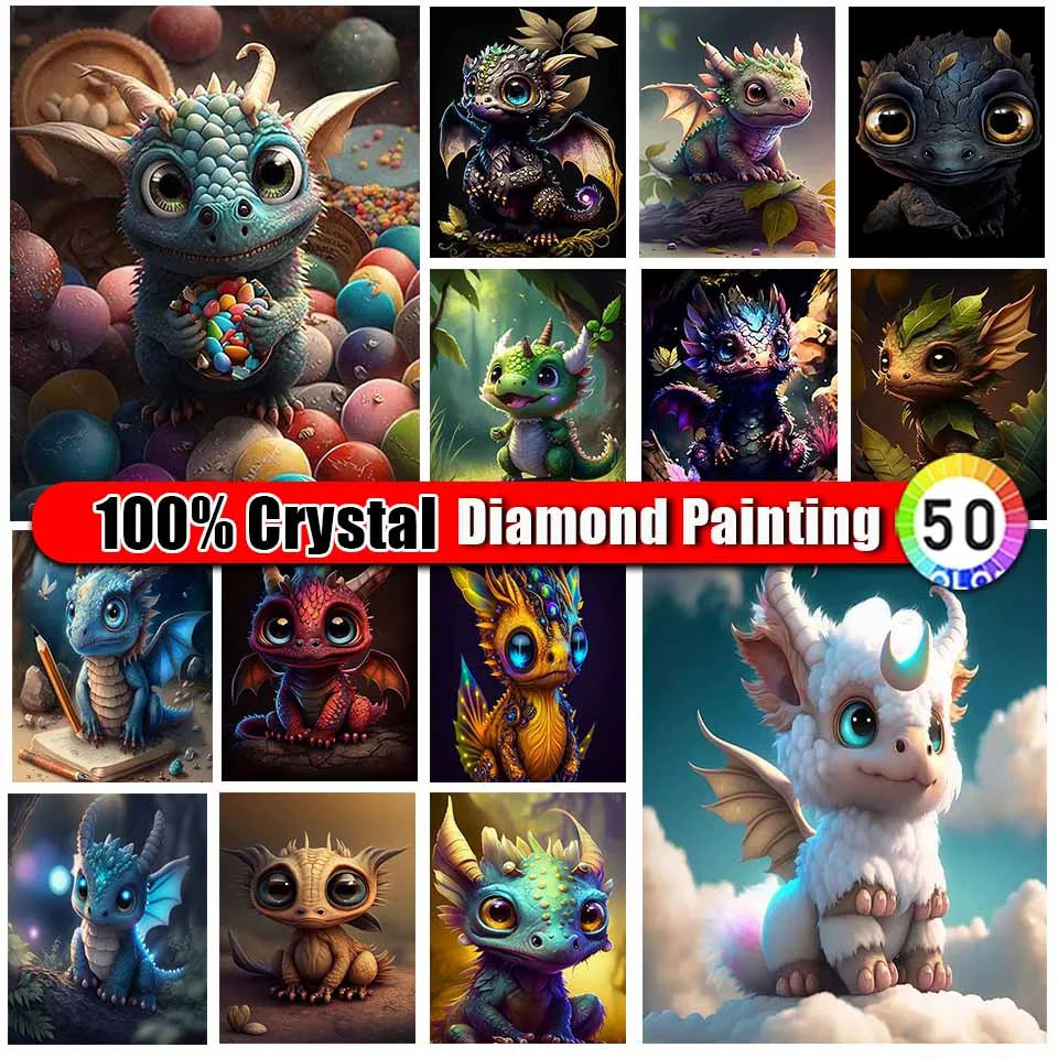 Merdika 100% Crystal Diamond Embroidery Animal Cartoon Cross Stitch Mosaic Diamond Painting Dragon Rhinestone Picture Home Decor