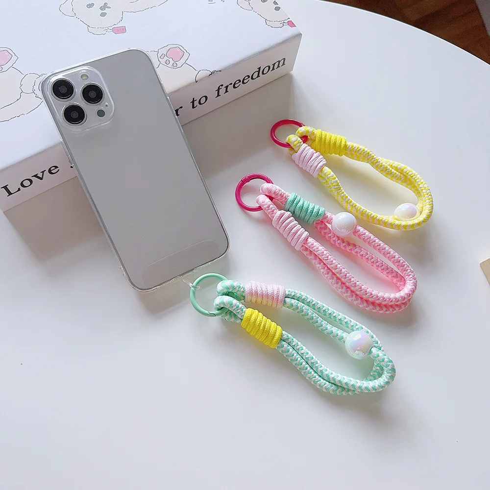 

Короткий ремешок на браслет с инкрустацией жемчугом, мужской и женский персонализированный портативный брелок для сумки, цепочка для мобильного телефона, ремешок для мобильного телефона