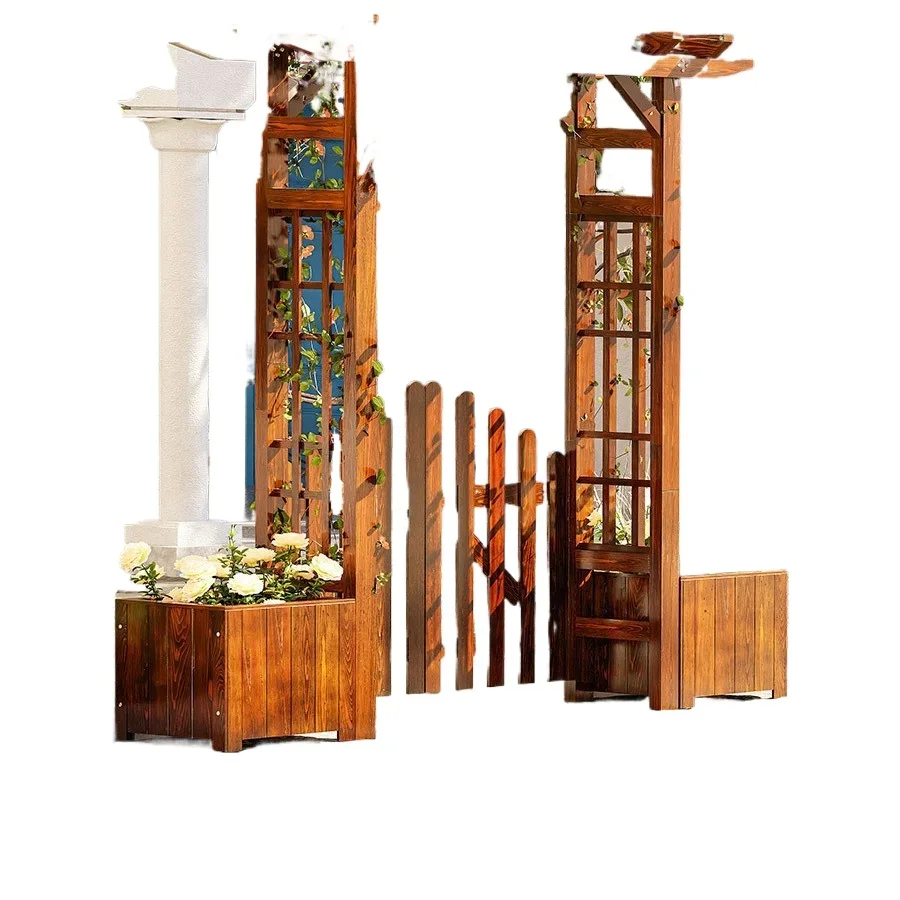 Outdoor preservative wood garden flower arch with door bracket courtyard arched door yard flower stand