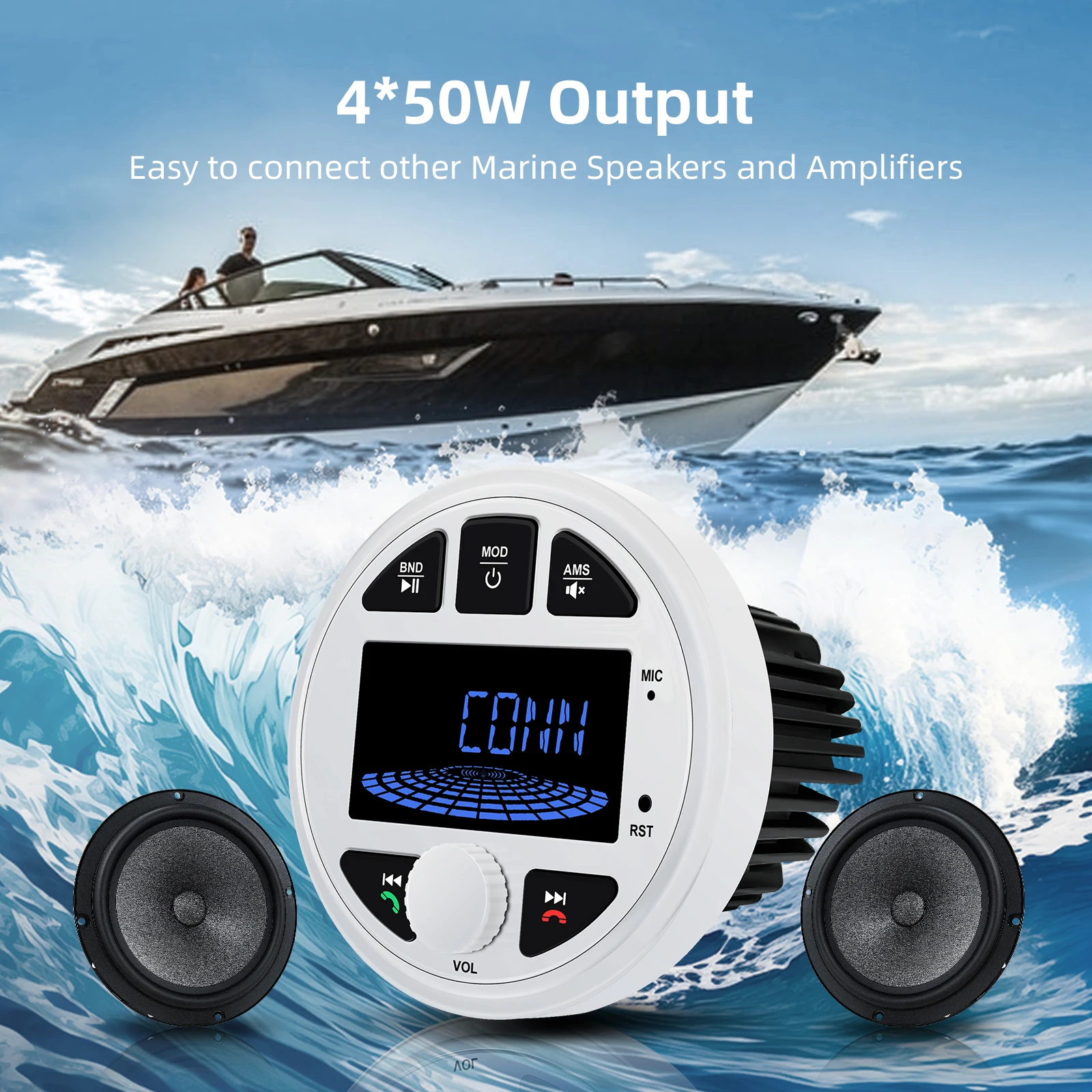 Ezonetronics Waterproof Bluetooth RV Audio Head Unit Sauna MP3 Player with 3’’ LCD Display Support FM AM USB AUX Subwoofer