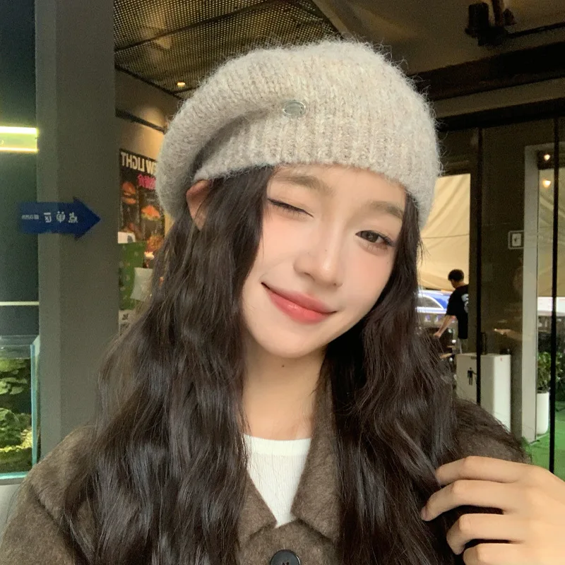 أزياء المرأة قبعة الرجعية موزع الصحف قبعة الشتاء قبعة بيريه محبوك القبعات للنساء الشتاء الطقس البارد #1