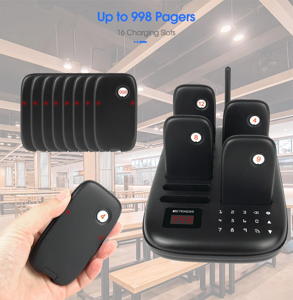 RETEKESS TD175 Restaurant-Pager Drahtloses Rufsystem Vibrations-Untersetzer Buzzer Empfänger für Food Trucks, Cafés, Bars, Kliniken – Detail 8