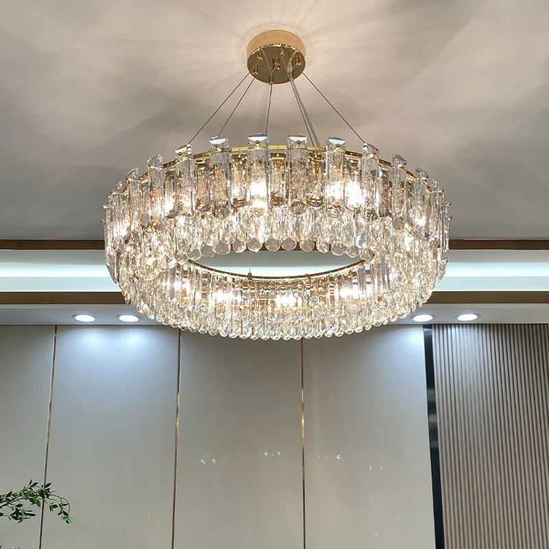 Imagem -03 - Led Limpar Luz Pingente Lustre de Cristal Moderno Lâmpada de Luxo Decoração da Sala de Estar Iluminação 2023