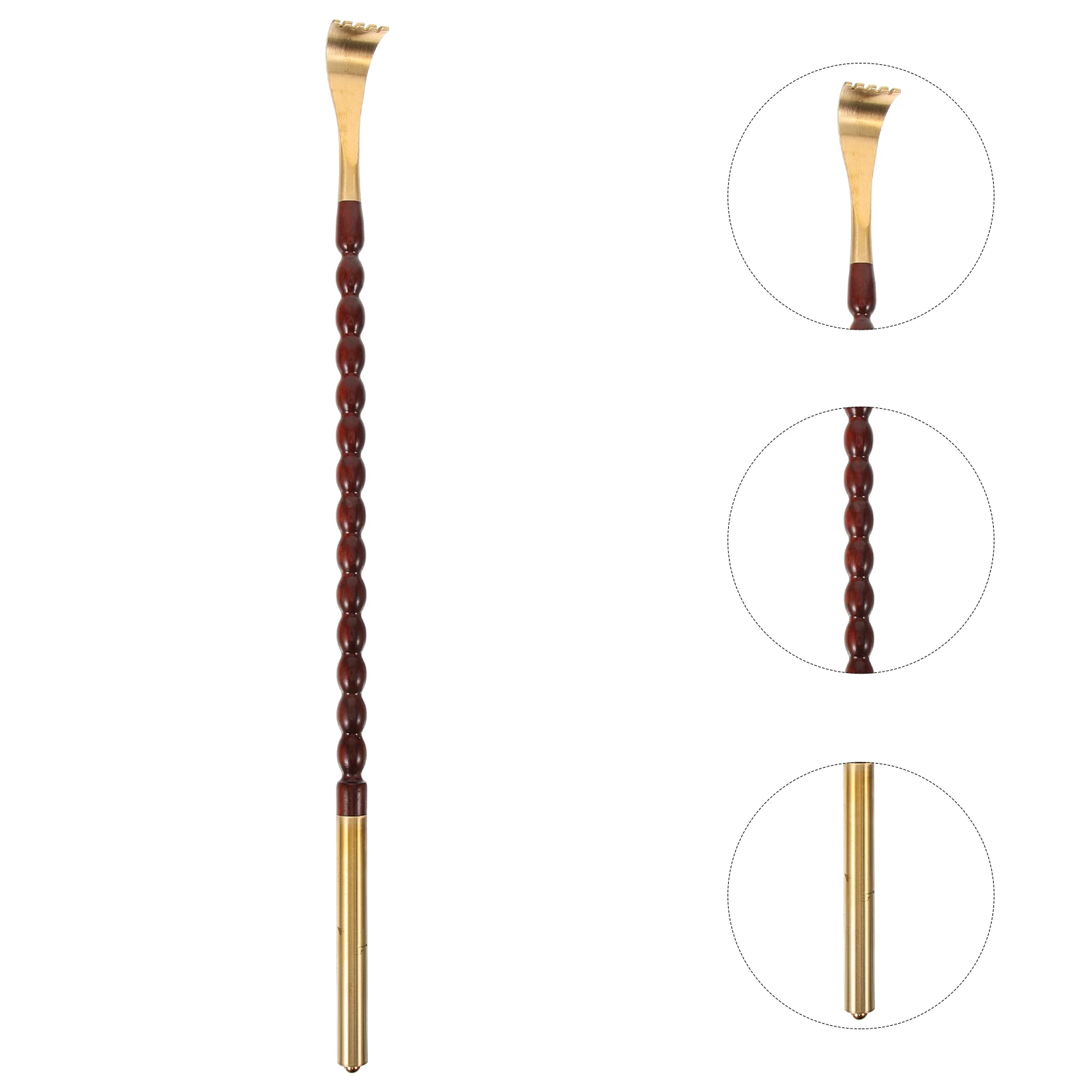 Scratching Ergonomic Design Back Scratcher Wooden Massage Tool Brass Foot Handheld
