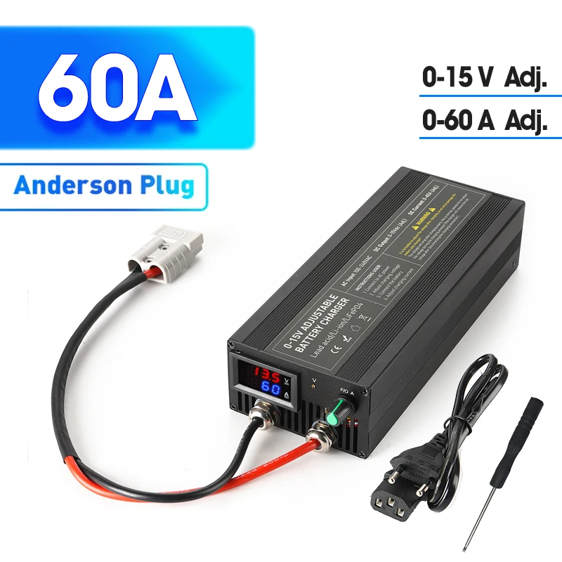 Lifepo4 /Lithiumbatterijlader 12V 60A 100Ah Zonnelader Stroomspanning instelbaar voor 14,6V 13V Lifepo4 universele opladers