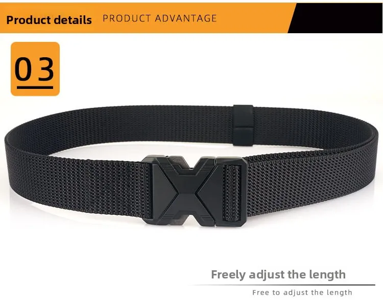 Herren-Taktikgürtel aus Nylon-Canvas, leicht, vielseitig einsetzbar, militärischer Herren-Gürtel, verstellbar, mit Schnellverschluss, Sportgürtel, 125 cm. – Detail 8