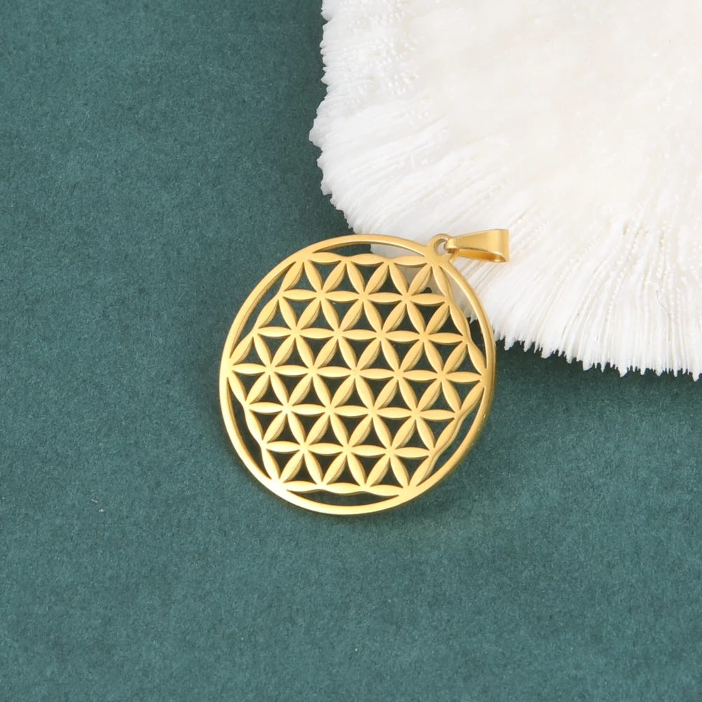 32x30mm Stainless Steel Flower Of Life Jewelry Charms Diy Women Necklace Findings Handmade Earrings Bracelets Pendants Accessory