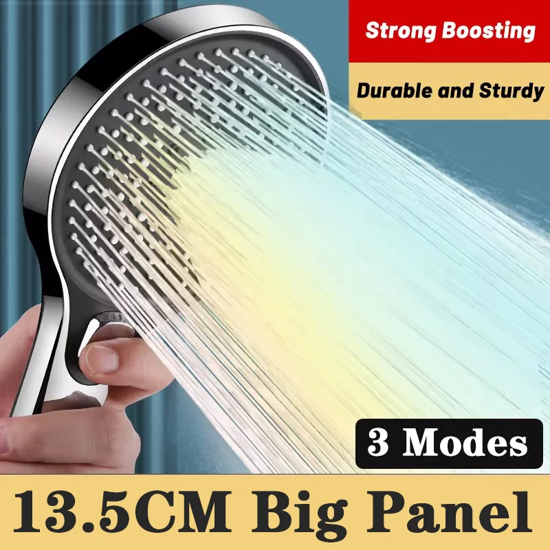 

13.5 CM Big Panel Large Flow Supercharge Shower Head 3 Modes High Pressure Spray Rainfall Shower Faucet Bathroom Accessories ﻿