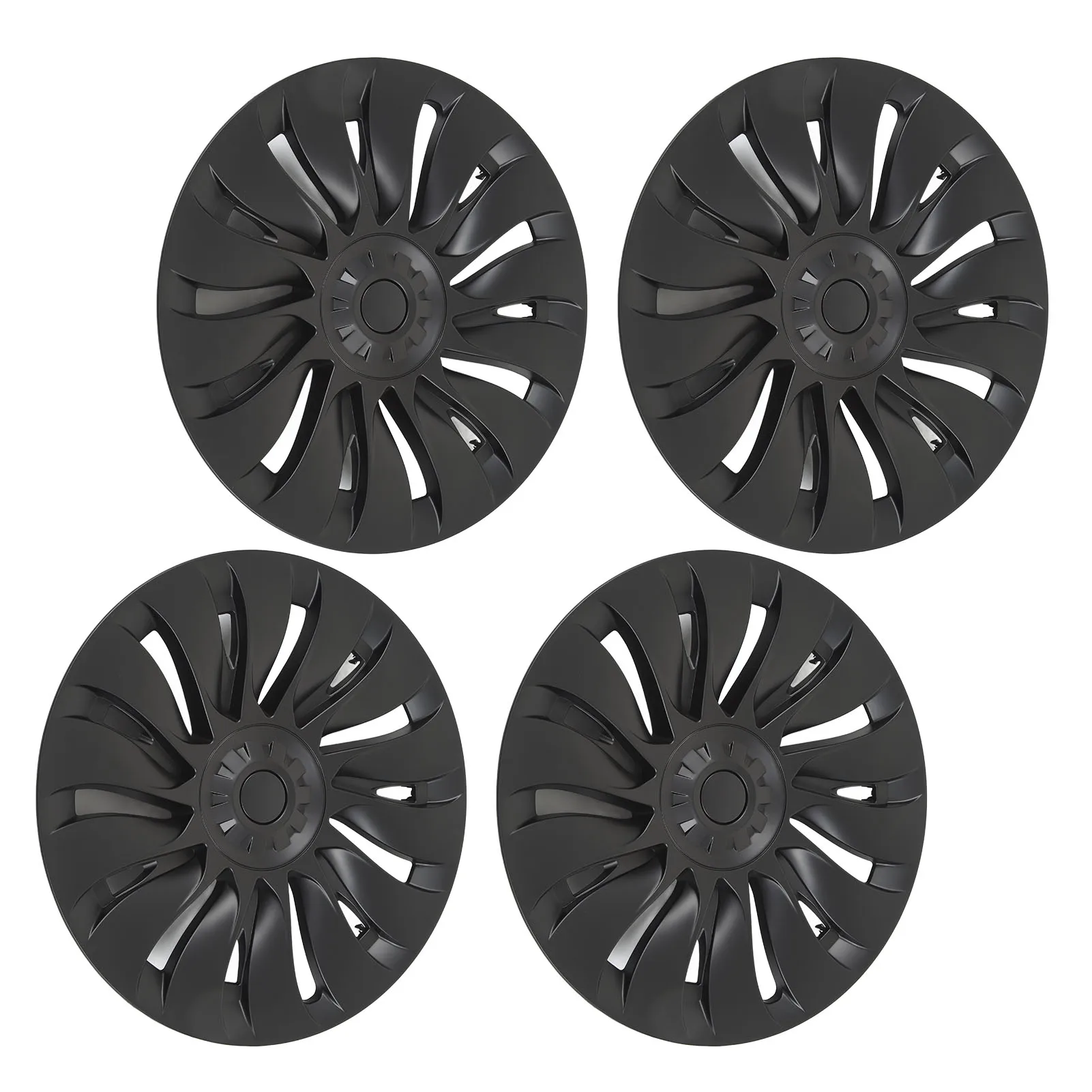 4 Pcs 19 Inch Wheel Hub Cap Matte Black Automobile Wheel Hub Fully Wrap Rim Protector Replacement for Tesla Model Y 2020 to 2023