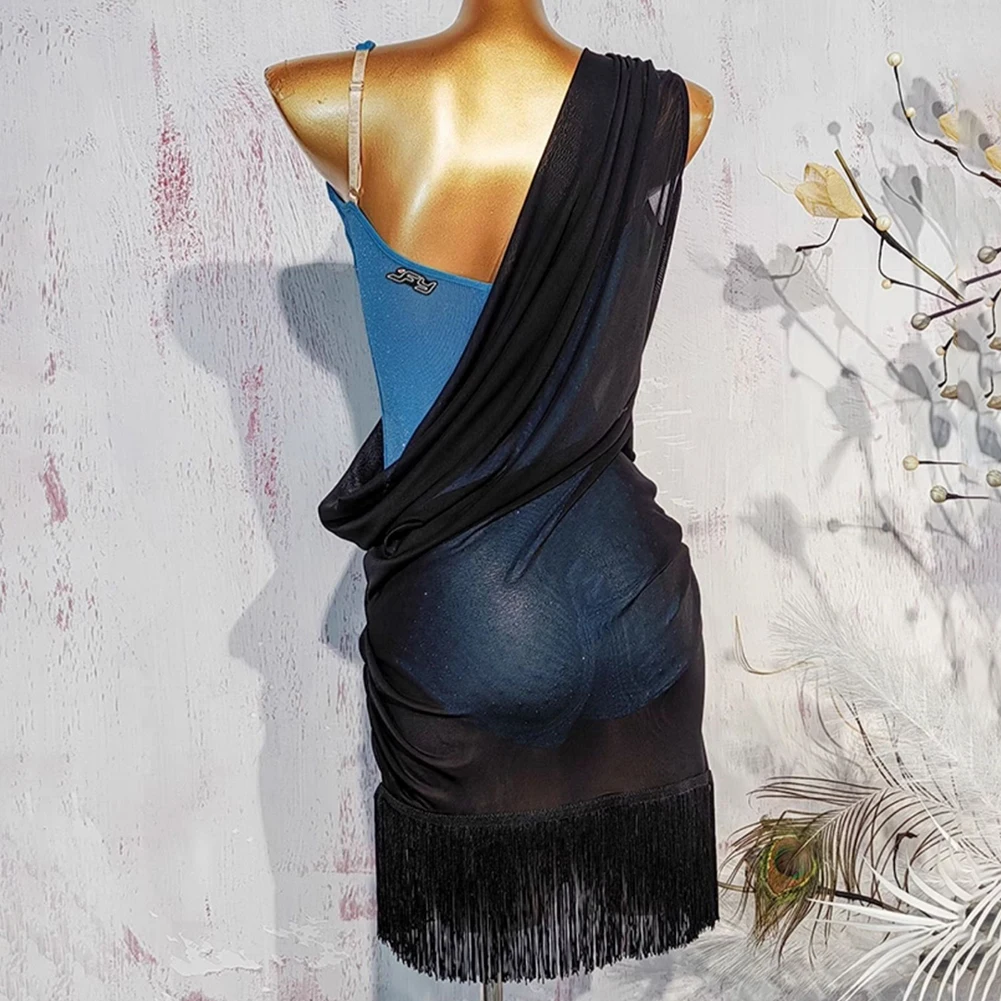 Top da ballo Samba Blue Abiti da pratica neri rossi da donna Abiti da ballo senza maniche Abiti da pratica per trapano per performance latine