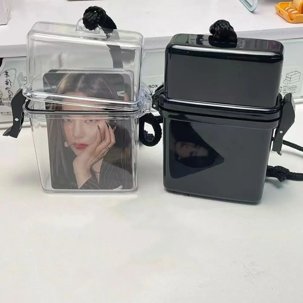 

Transparent Photocards Storage Box With Rope Multipurpose Idol Photo Holder Plastic Photo Organizer Album Case Container