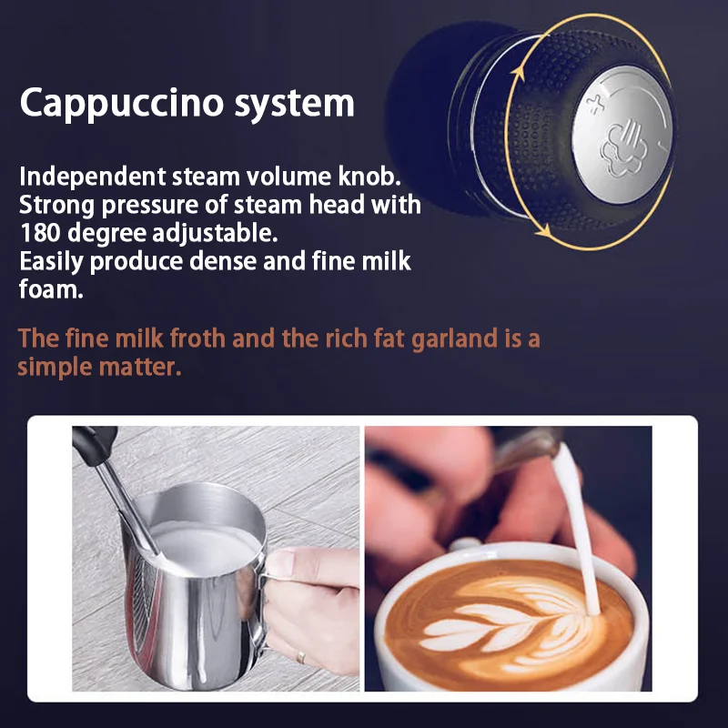 15bar Coffee Maker Espresso Maker Semi-Automatic Pump Type Cappuccino Milk Bubble Maker Italian Coffee Machine CRM3605 for Home