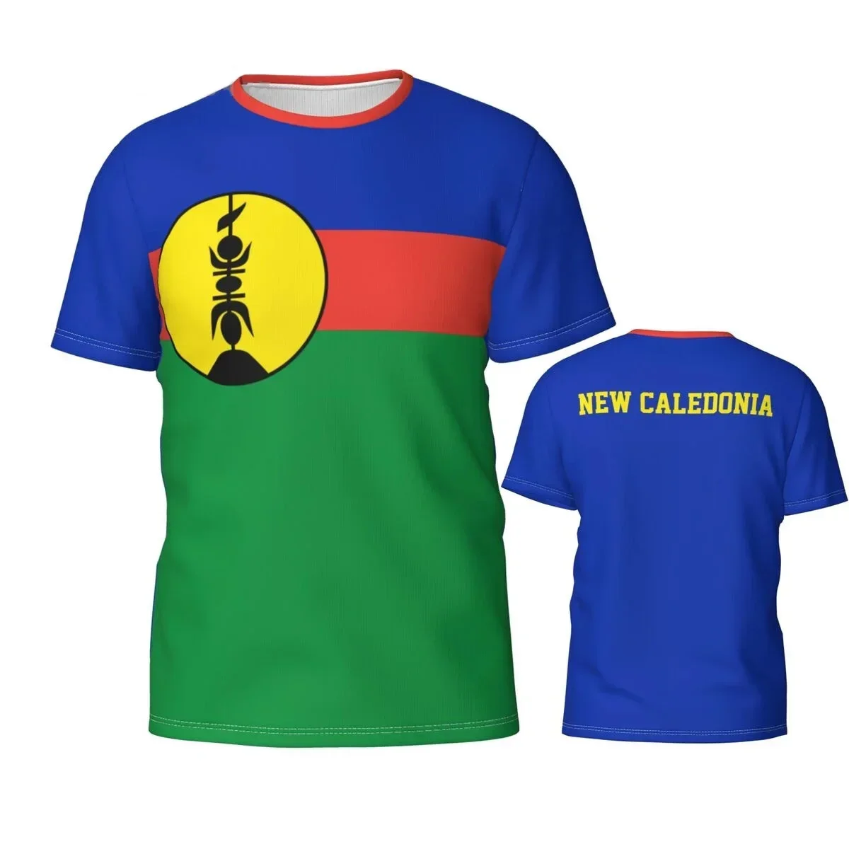 

French New Caledonia Flag T Shirt Summer Sports Casual 3D Printed T-shirts Men & Women Football Team Training Quick Dry Jerseys