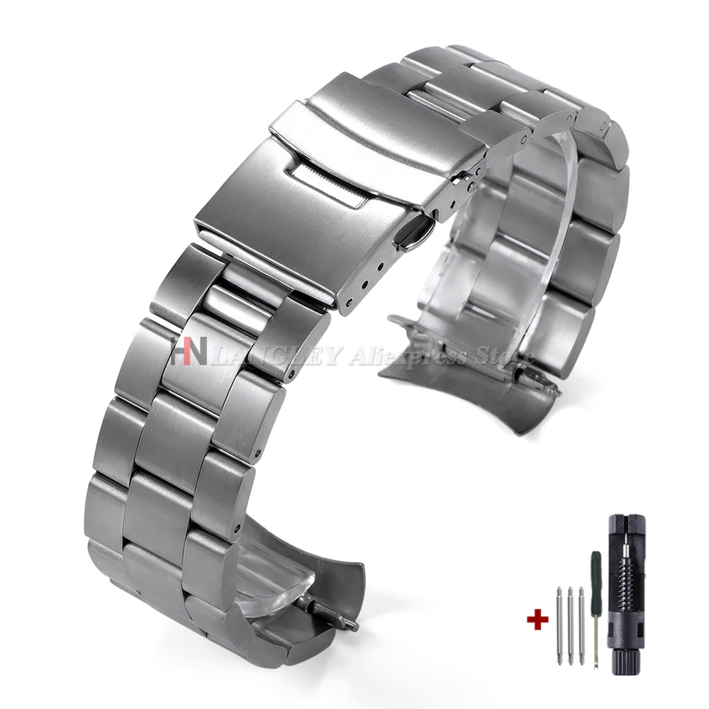 Solide roestvrijstalen horlogeband voor Seiko 5 SKX009/007 voor Jubilee voor Oyster gebogen uiteinde horloge 18 mm 20 mm 22 mm heren sportband