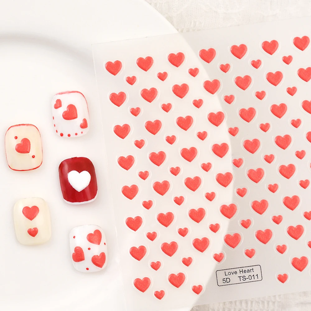 Pegatinas de uñas en relieve de amor blanco y negro 5D, decoración de Arte de uñas, pegatinas florales coloridas, prensa en las uñas, calcomanías de uñas de mariposa