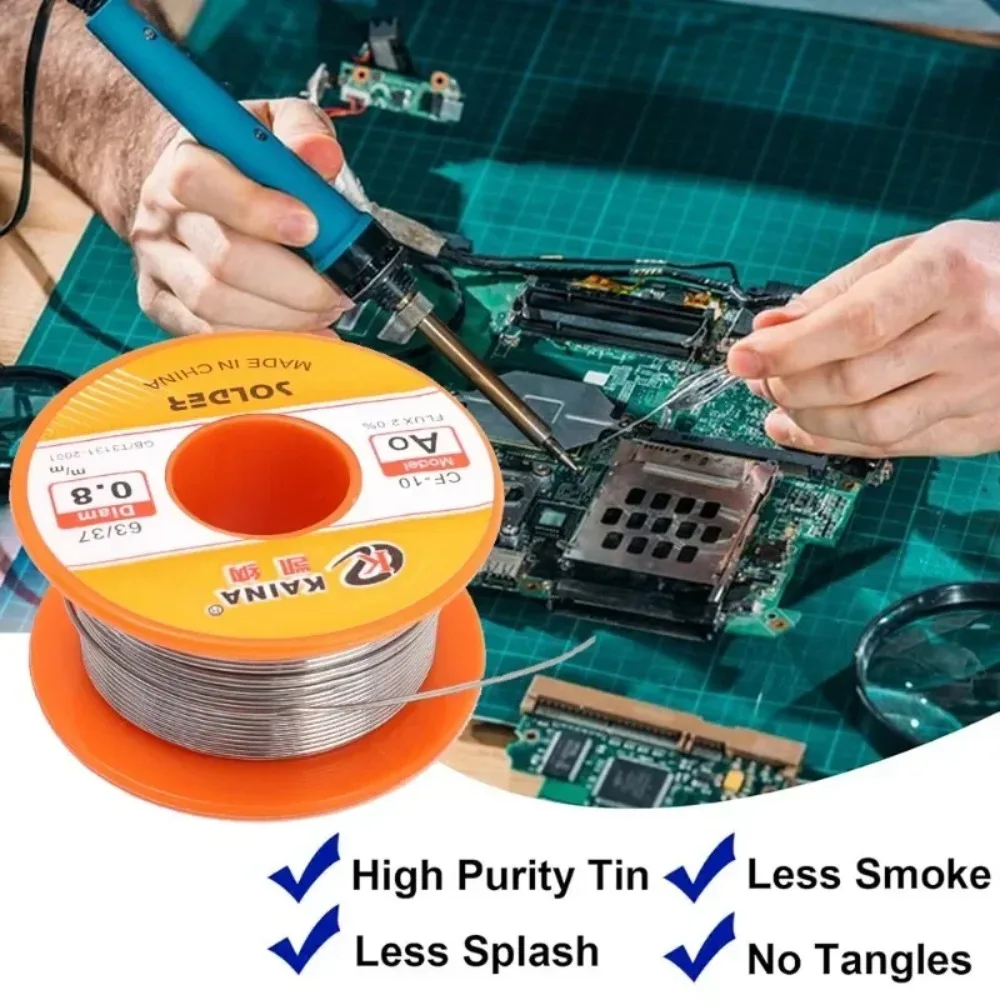 50/100g 0.5mm-2mm No-clean Rosin Core Solder Tin Wire Reel 63/37 CF-10 With 2% Flux And Low Melting Point For Electric DIY Weld