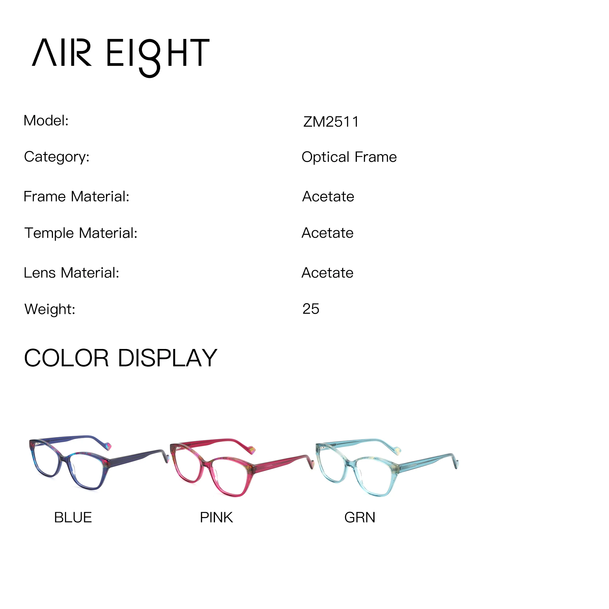 AIREIGHT (XXS Size) Butterfly Acetate Prescription Glasses Anti Blue Light Progressive Graduated Glasses For Woman