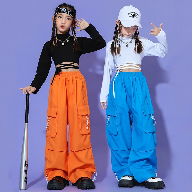 Trajes de escenario Kpop de colores fluorescentes para niñas, trajes de baile de Jazz, ropa fresca de Hip Hop, ropa de baile callejero para niños, XS8501