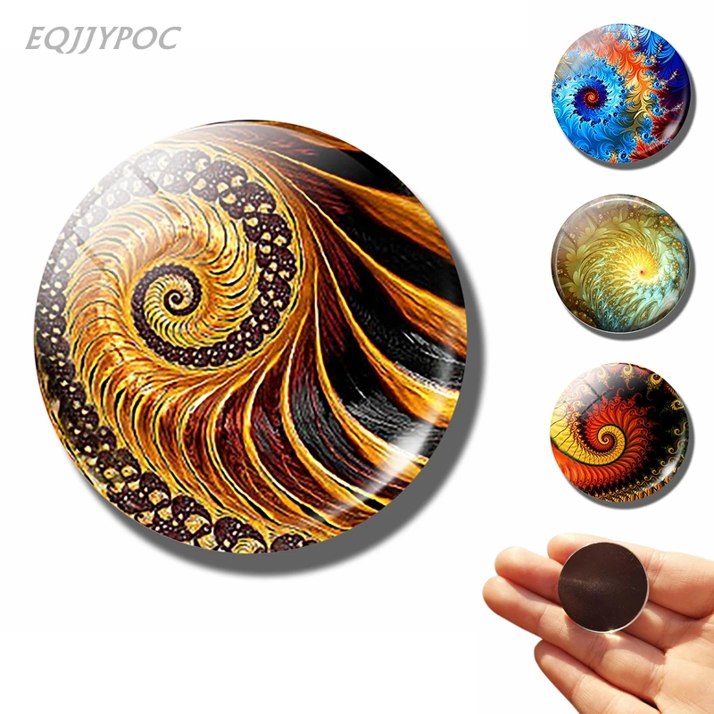 Fibonacci Spiral Fridge Magnet 30MM Glass Dome Magnetic Refrigerator Stickers Sacred Geometry Home Decor Math Teacher Gift