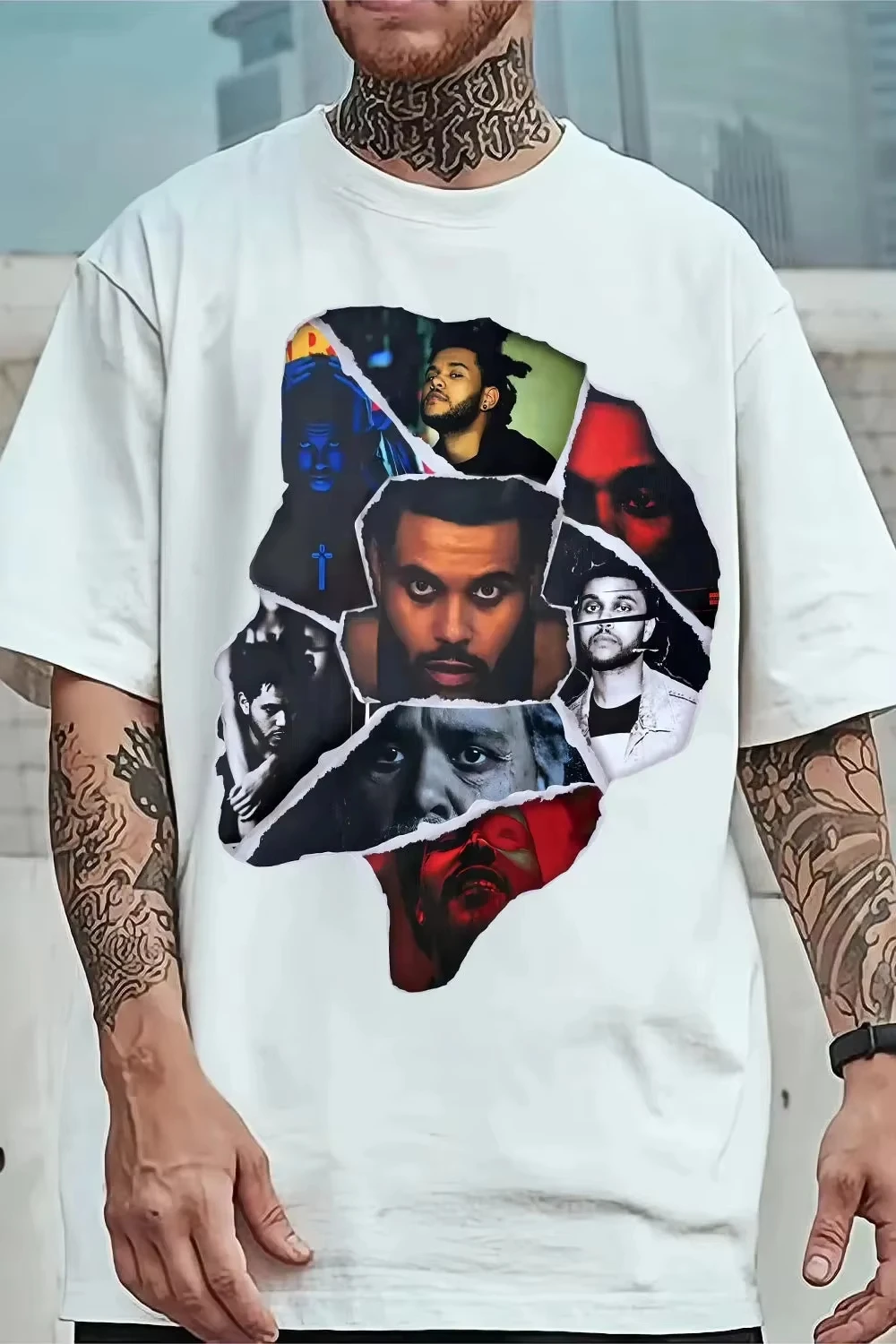 Bestseller Hip-Hop Vintage 2026 The Weeknd Grafik Unisex Hochwertige Streetwear Y2K Gothic-Style Baumwolle Lockeres T-Shirt