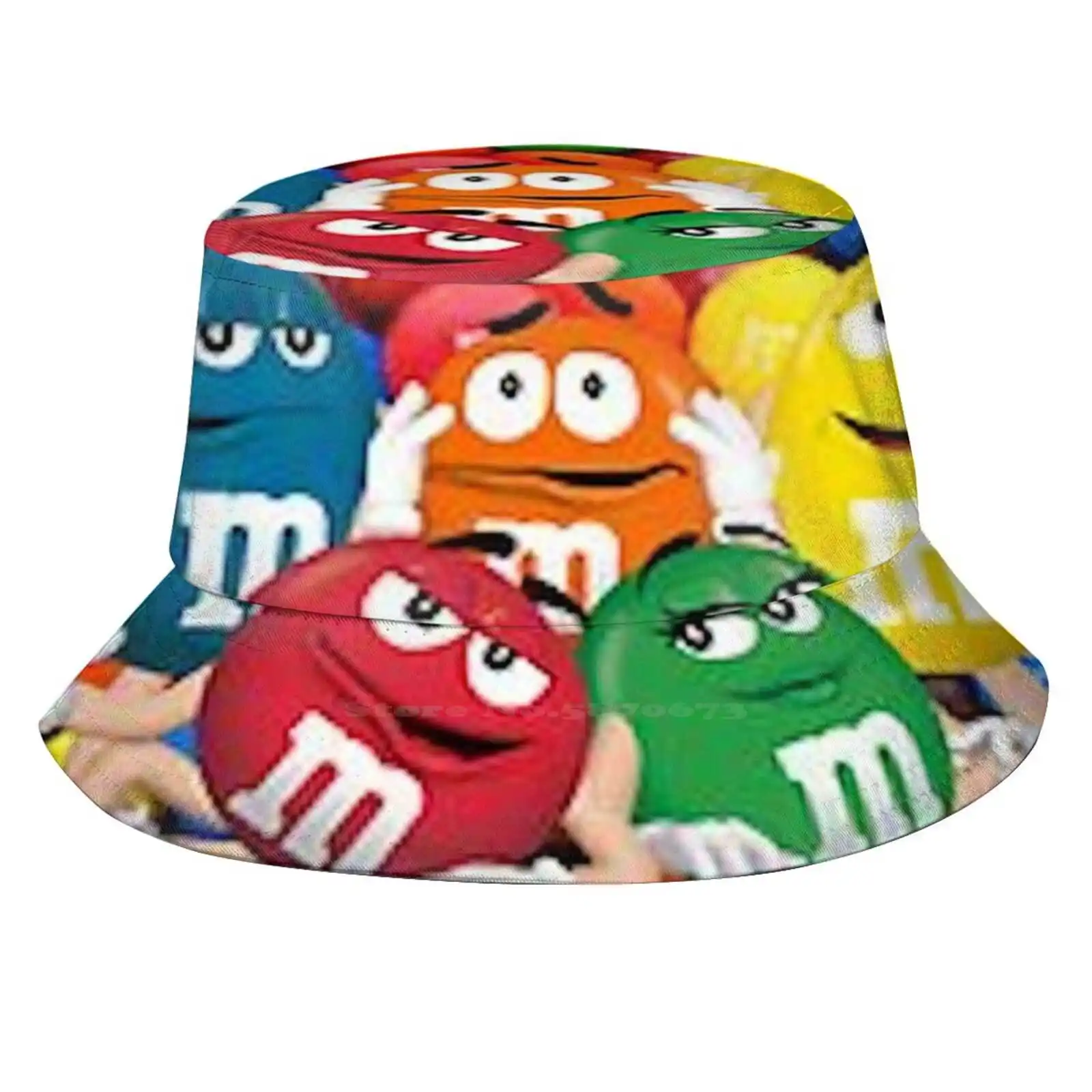 M&M Crew ( Large Scale ) Korean Ladies Outdoor Sun Hat Bucket Cap Candy Sweets M M Mandm Mm Chocolates Candies Food Cute Eat