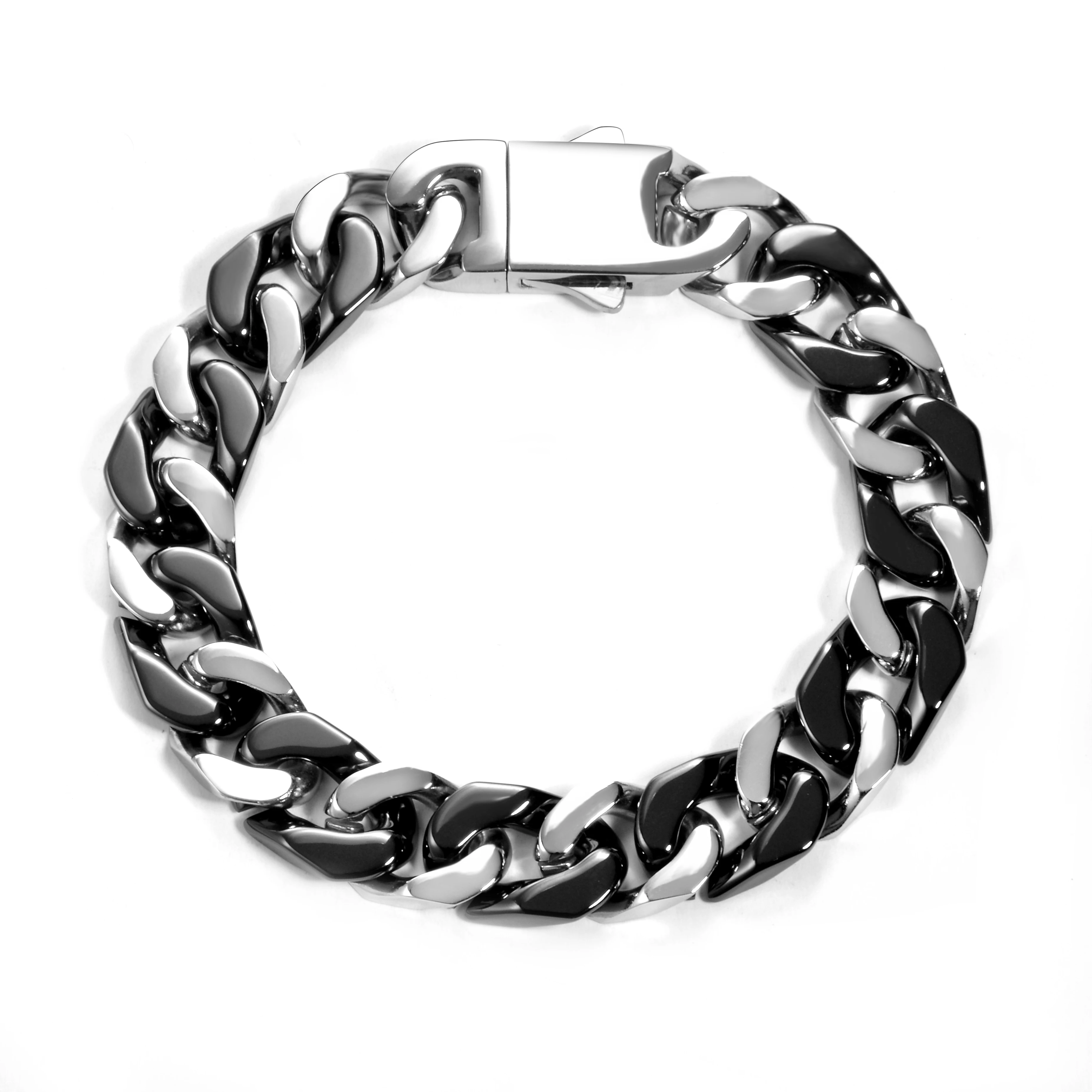 

Black Ceramic Material Cuban Bracelet Fasteners Splicing Stainless Steel Chain Link No Fade Bangle Jewelry Accessories Men Women